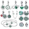 925 Sterling Silver Green Series Green Four Leaf Pendant DIY Fine Beads Fit Original Pandora Charms Bracelet Women Jewelry Diy