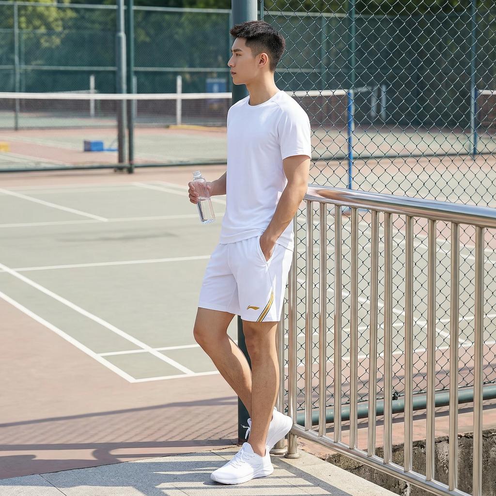 Li-Ning Серия Бадминтон Цветной блок Посадка средней высоты Дышащие Универсальные Спортивные шорты до середины бедра Унисекс шорты AAPV041-2