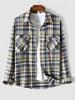 Мужская повседневная клетчатая рубашка с клапаном, карманами-карго, застегивающимися на пуговицы с длинным рукавом, фланелевая куртка, жакет