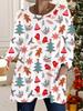 2025 Autumn Winter New Plus Size Women's Tops, Christmas 3D Print Fashion Crew Neck Long Sleeve T-Shirts