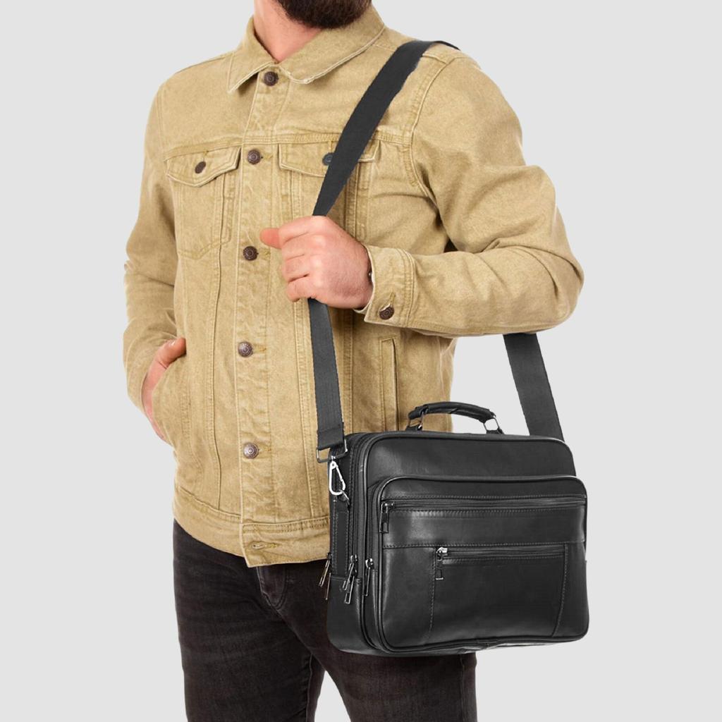 Lederax Крупногабаритная горизонтальная модель в стальном корпусе, мужская сумка из натуральной кожи на руку и на плечо, сумка с несколькими карманами LD504