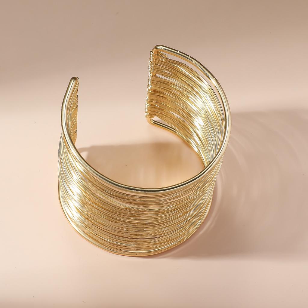 Metal Multi-layer Open Arm Ring Punk Wide Cuff Bangles Girl Jewelry Simple Exaggerated Geometric Pulseras Christmas Gift