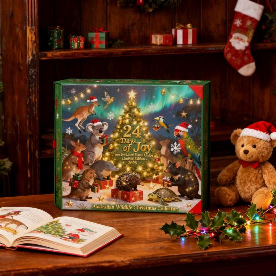 Австралийский Адвент-календарь с дикой природой 24-дневная коробка для обратного отсчета Многофункциональное украшение для семейного веселья и праздничной атмосферы
