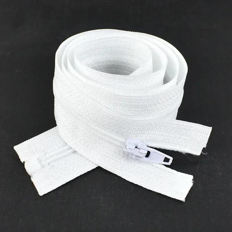 Meetee 5/10Pcs 40-300cm 3# Nylon Zipper Black White Open-end Zippers Down Jacket Coat Shoes Auto Lock Zips DIY Sewing Accessory