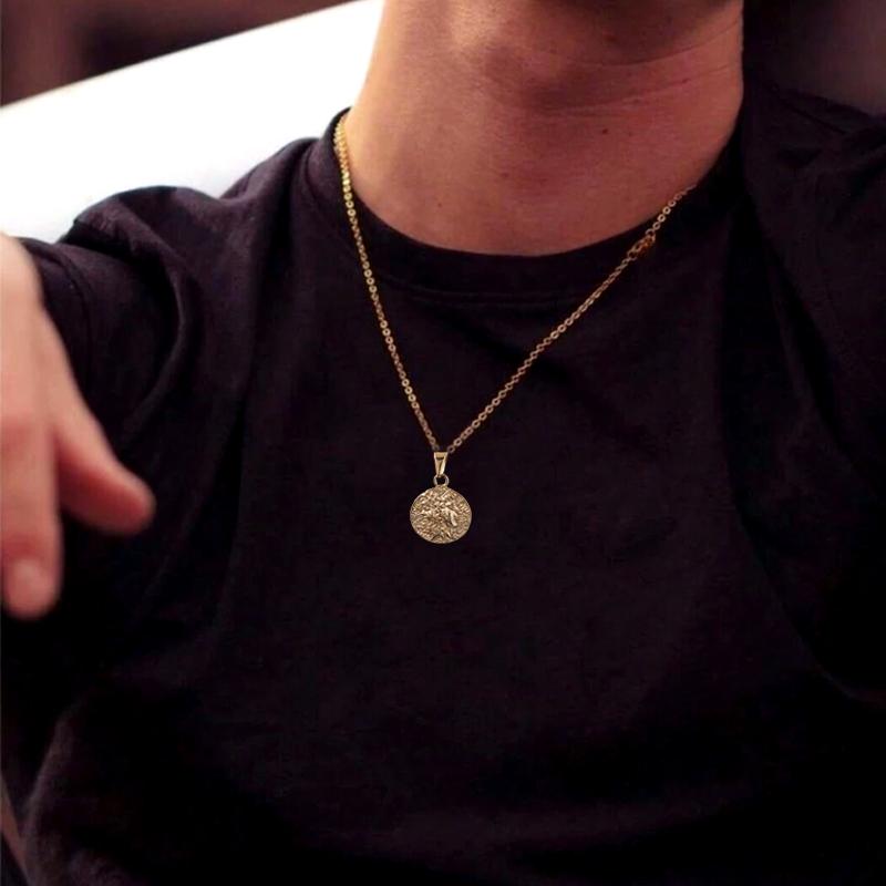 Кулон-ожерелье «Лицевой бой» с покрытием из 18-каратного золота, ручной работы, голова Зевса Гера Янифор, монета с изображением греческой мифологии, ювелирное изделие, подарок