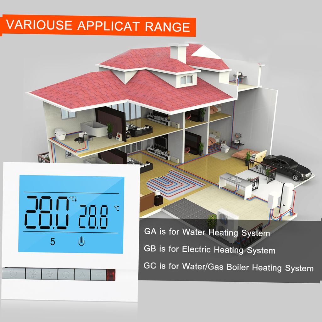 Programmable Smart Thermostat for Water Gas Boiler Heating Large LCD Screen with Backlight Digital Temprature