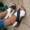 Fashion Mix Color Wedge Sandals for Women Summer 2024 Comfortable Non Slip Beach Shoes Woman PU Leather Platform Roman Sandalias Mujer