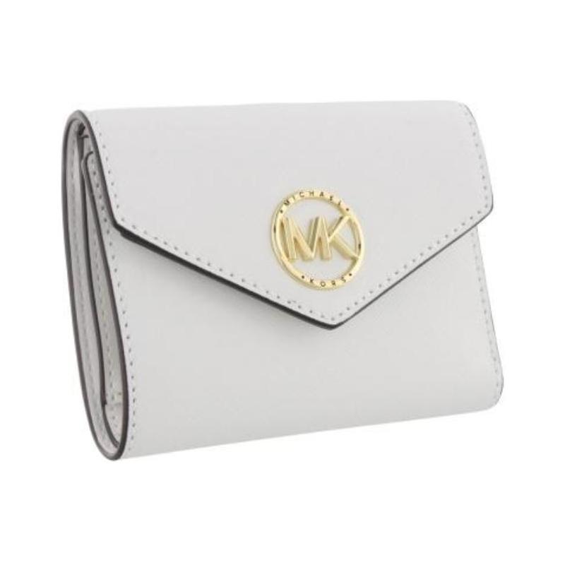 Michael Kors Кошелек женский, кожаный, с застежкой-кнопкой, с логотипом бренда, цвет Оптический белый
