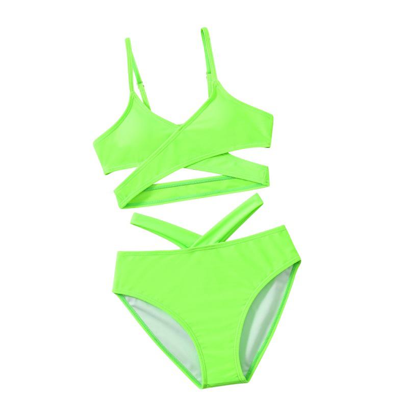 Новый женский сексуальный купальник бикини сплошного цвета 2024 года