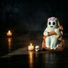 Dwarf Ornament Mold Halloween Ghost Figurine Silicone Mold, Holding Skull Gnome Casting Epoxy Resin DIY Easy Release Reusable Candle Making