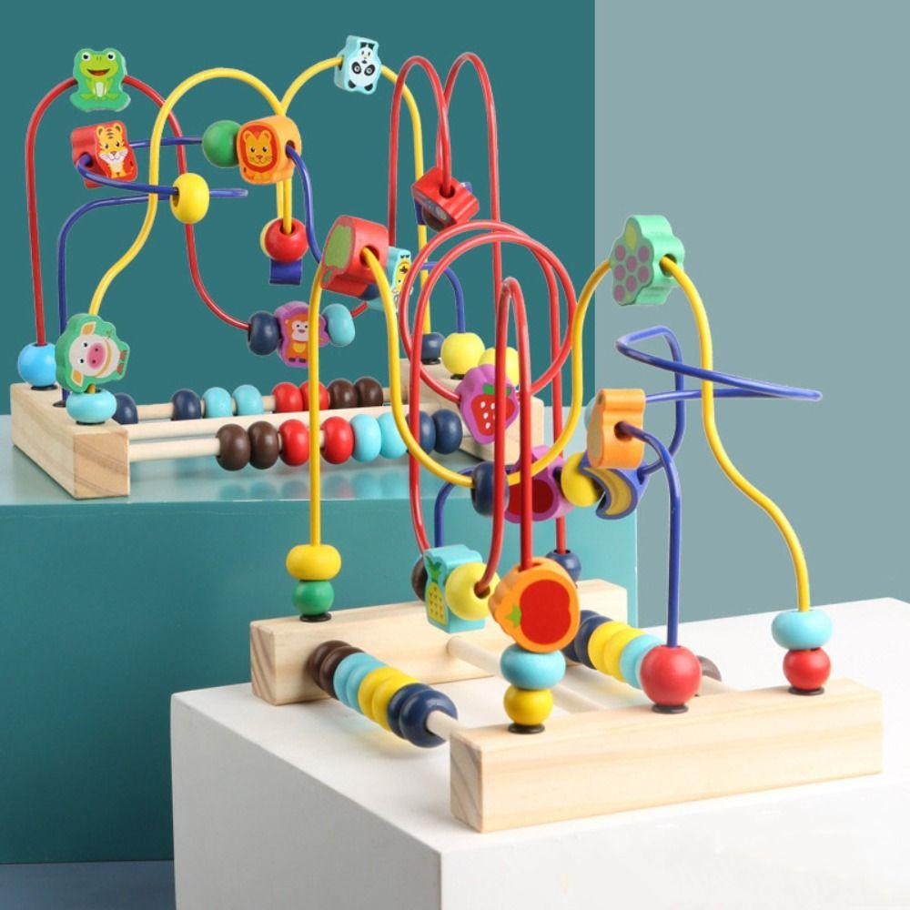 Wooden Beads Bead Maze Math Puzzle Intelligence Building Blocks Early Education Toys Children Kids