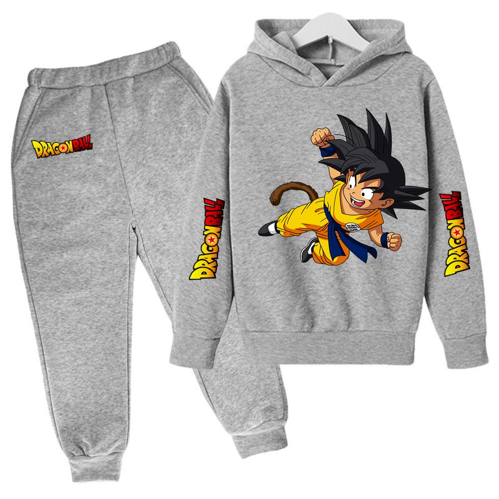 2025 MINISO New Winter Dragon BallHoodies+panrts Kids Clothes Boys Goku Sets for Children Sizes 100-160 Street Suit Kawaii Fashion Tops Anime