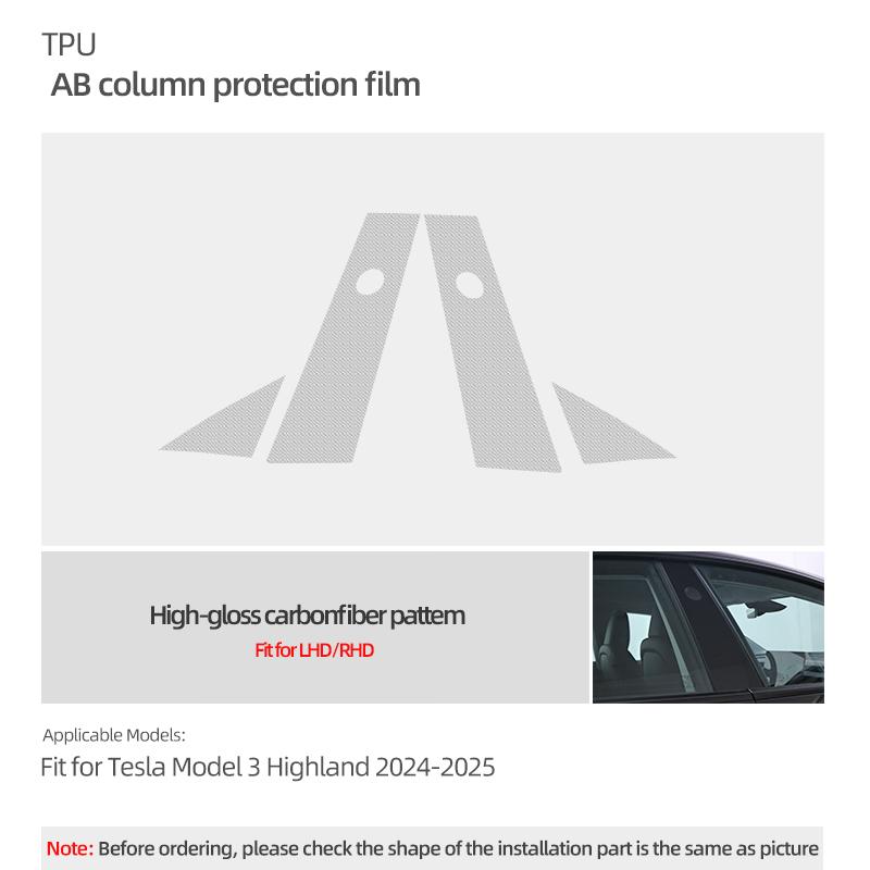 Для Tesla Model 3 Highland 2026 Model Y 2019-2026 Juniper Защитная пленка-декор для кузова автомобиля, стойки A, B, центральной стойки, аксессуары