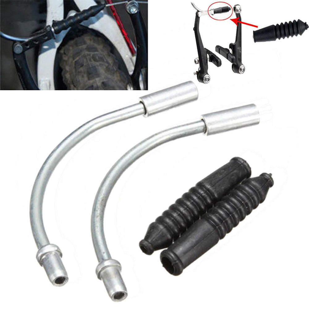 2 Pairs Bike V Brake Noodles Cable Guide Bend with Plastic Boots Sleeves Set Brake Cable Protect Bicycle Parts