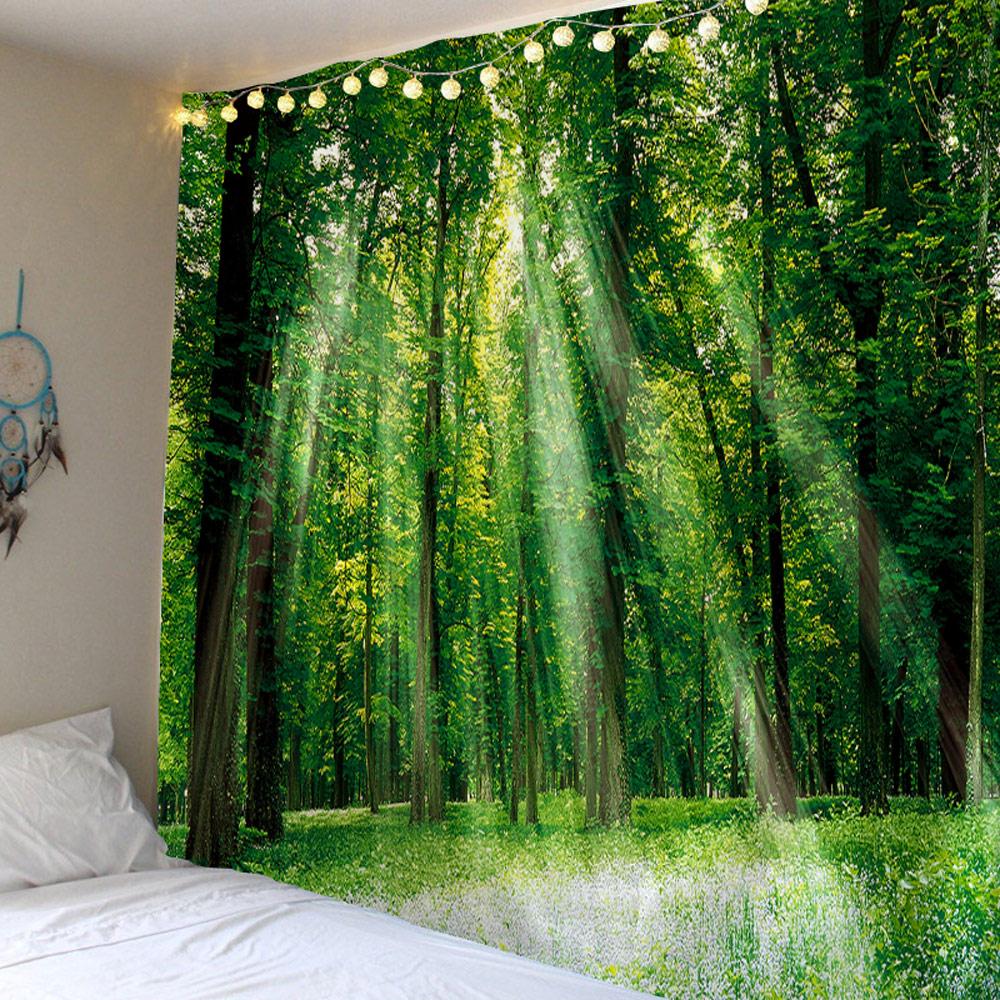 Солнечный лес природный пейзаж с принтом гобелен для дома, гостиной, спальни, Настенный декор, тканевый гобелен