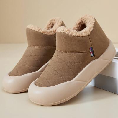 Женские хлопковые туфли с утолщенным флисом, повседневные однофутовые зимние ботинки, универсальные, теплые и водонепроницаемые хлопковые ботинки