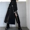 Spring Autumn Women Skirt Fashion Korean Style Black Long Skirts with Chain Side Slit Hip Hop Streetwear Plus Size
