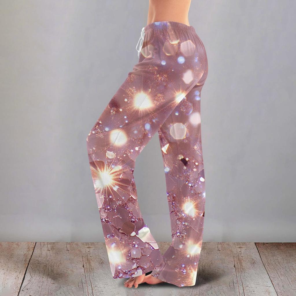 Женские милые брюки с цветочным принтом на завязках, повседневные пижамные брюки