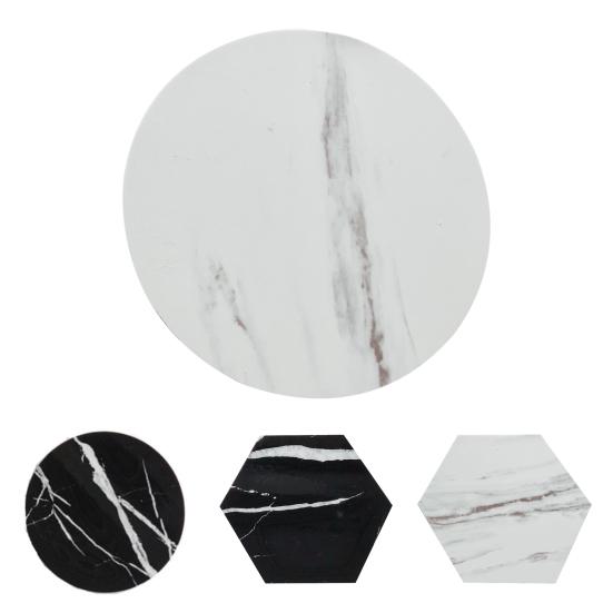 Anti-Scratch Smooth Surface Universal Marble Pattern Hexagon Marble Tea Cup Pad Tea Pad