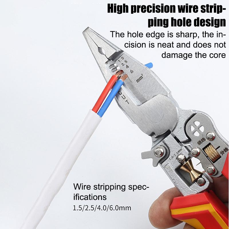 Пассатижи электрика 8-в-1 многофункциональные универсальные клещи для зачистки проводов, измерение электричества, нескользящие клещи для зачистки проводов