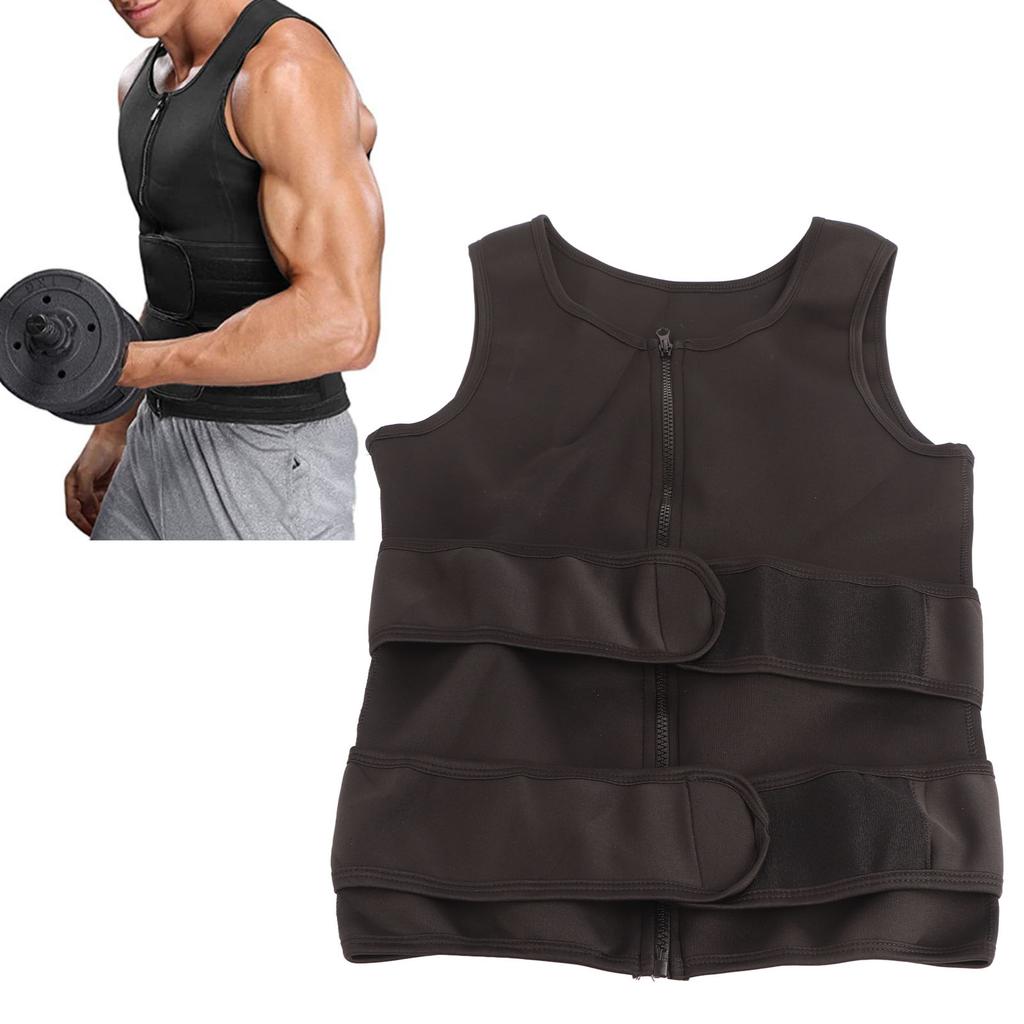 Мужской корректирующий жилет для тела, утягивающая майка без рукавов, впитывающая пот, для тяжелой атлетики, бокса, аэробных упражнений, черный, L