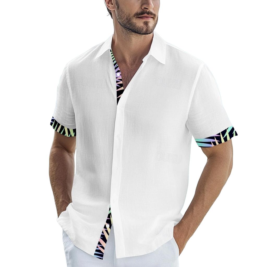Мужские винтажные рубашки для боулинга на пуговицах с коротким рукавом, летняя пляжная рубашка