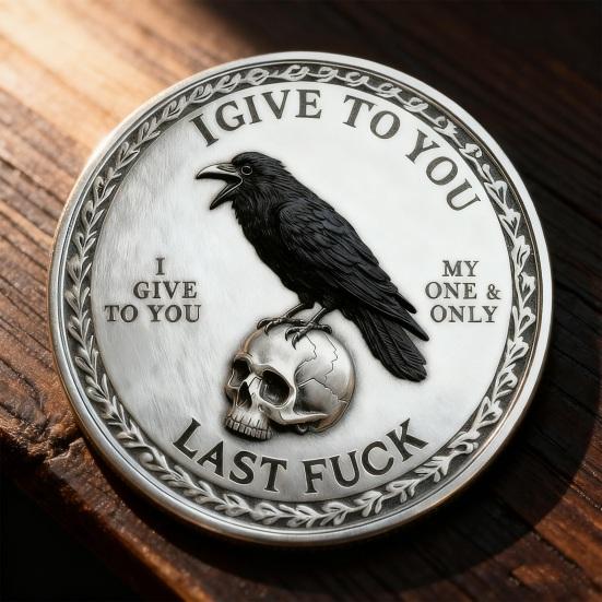 1/2/3/5Pcs Raven Skull Souvenir Coin Heavy Duty Attitude Crow Challenge Coin Token of Freedom and Humor Metal Badge Home Decoration