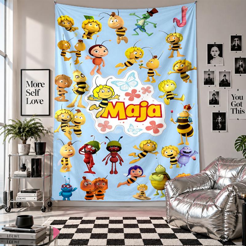Wall TapestryDie Biene Maja Art Hanging Cloth Decorative Background Cover for Room Decoration