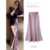 Women's High-Waist Satin Fishtail Skirt - Spring 2024