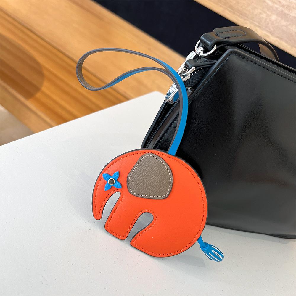 Bag Pendants Cute Elephant Charm for Purse Handbags Bag Accessories Car Charms Genuine Leather Teddy Elephant Key Decoration