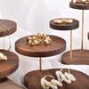 Vintage Round Black Walnut Jewelry Display Holder Necklace Earrings Bracelets Rings Luxury Showcase Stand Trinket Shelf Tray Ornaments Jeweler Seller