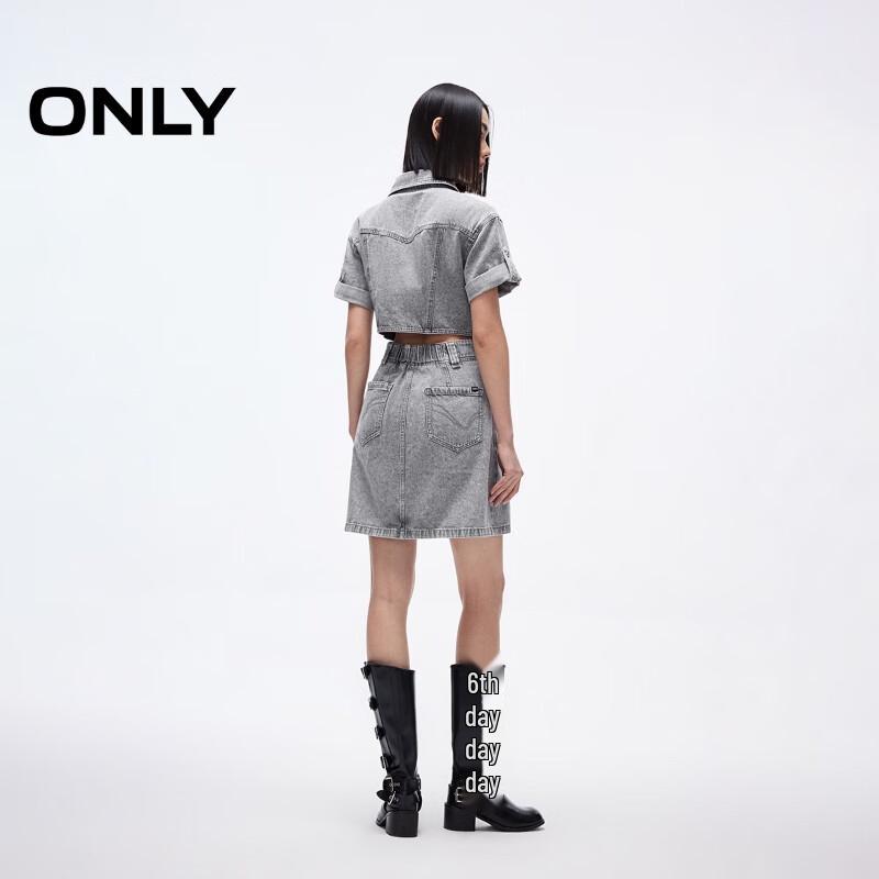 Only Женское джинсовое мини-платье с высокой талией и эффектом потертости