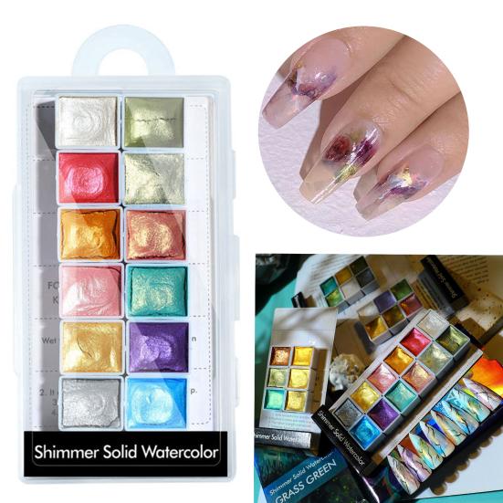 Yousheng Watercolor Nail Solid Paint Перламутровая легкая пигментная краска для ногтей с блестками для женщин