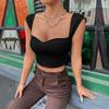 2025 Women's Slim Square Neck Ultra Short Sleeveless Cute T-Shirt Vest Top Basic T-shirts Tank Top