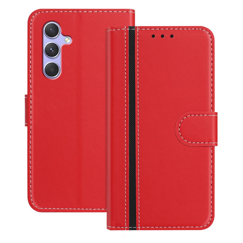 For Samsung Galaxy A54 5G Phone Cases Wallet Stand Color Splicing Leather Cover with Magnetic Clasp