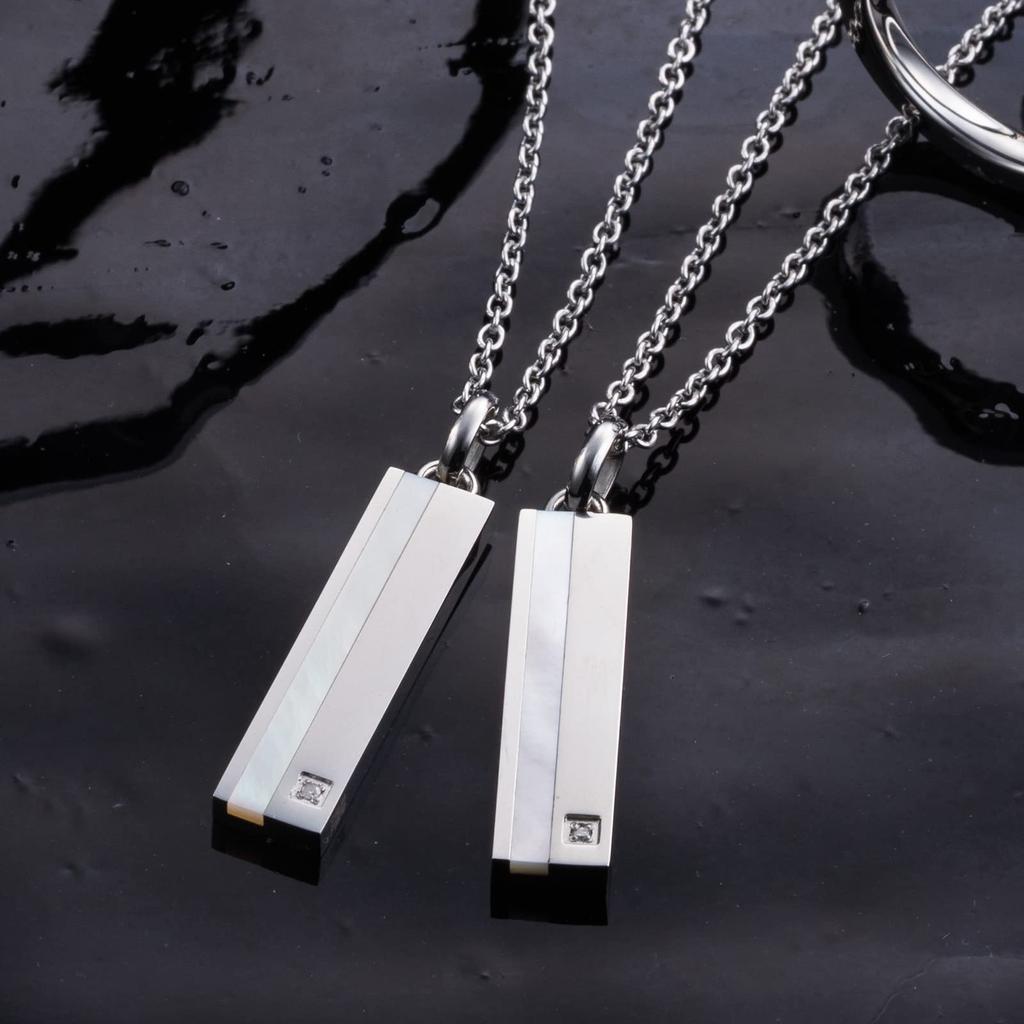 Парное колье Хирургическая сталь 316L Бриллиант Перламутровая пластина Серебро Серебро [Белый клевер] & 4SUP064SV&4SUP064SV