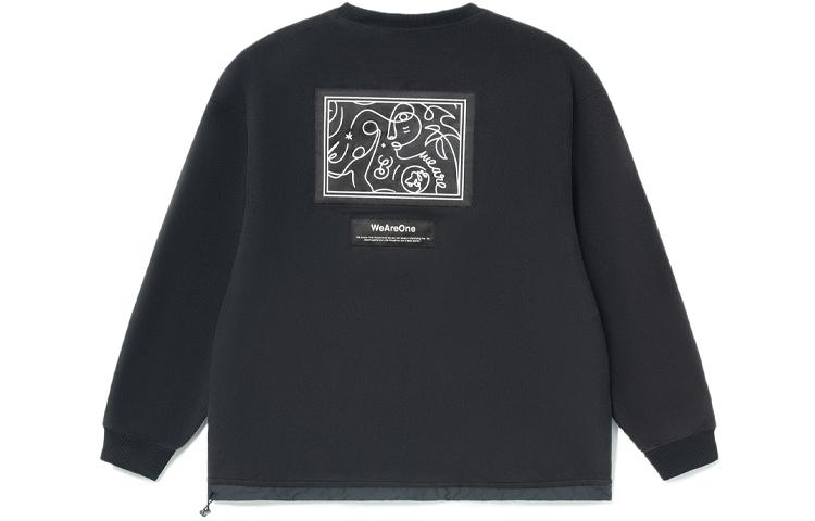 Li Ning x Dft Wade Collection, Funny Pattern Loose Fit Fleece Lined Thermal Crew Neck Sweatshirt Unisex Black AWDRE75-1