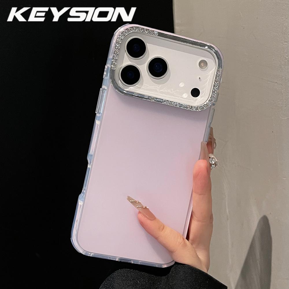KEYSION Роскошный прозрачный матовый чехол с драгоценными камнями для iPhone 16 17 Pro Max 17 Air 16 Plus TPU+PC Противоударная бронированная задняя крышка
