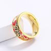 Korean Style Geometric Floral Pastoral Japanese Colored Glue Drop Enamel Ring for Women