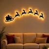 Holiday Gift for Family Lighted Santa Sleigh Reindeer Christmas Wall Decor with Remote, 3D Light Up Wood Peel Indoor Decoration And Stick Entryway