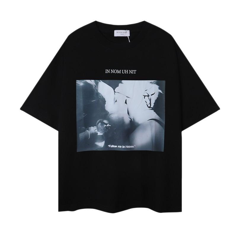 Printed short-sleeved T-shirt for men and women, loose summer trend for couples
