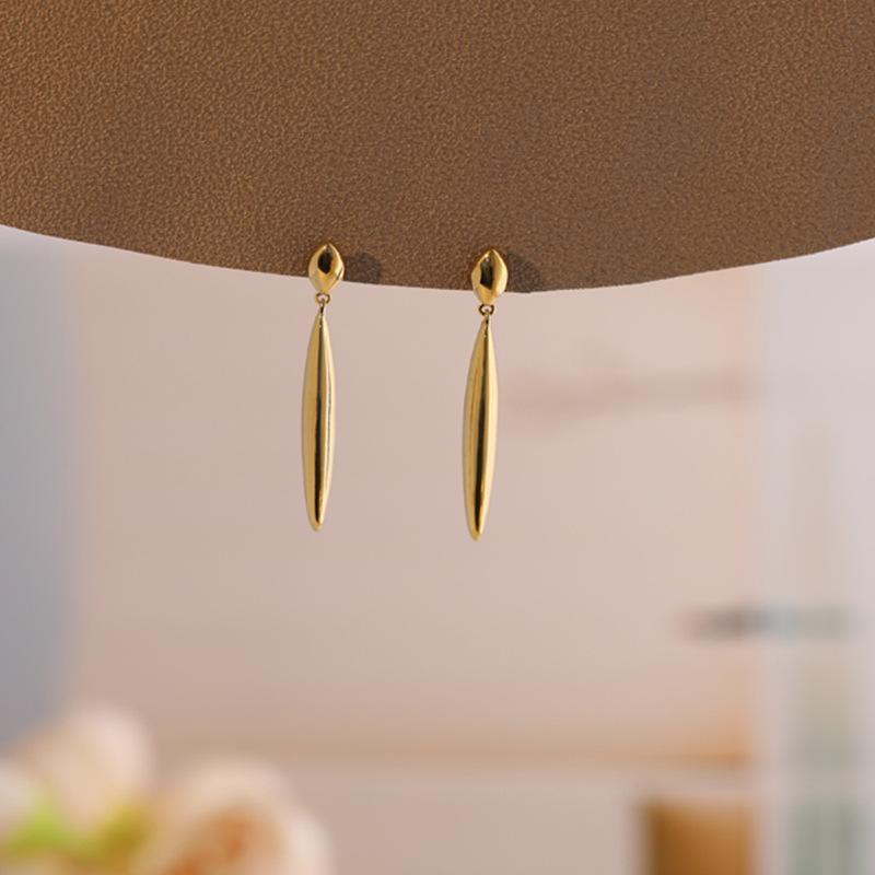 Модные длинные серьги-подвески в виде капель воды для женщин, золотистый цвет, металлические овальные серьги-капли, винтажные, простые, геометрические, с цирконом, подарок