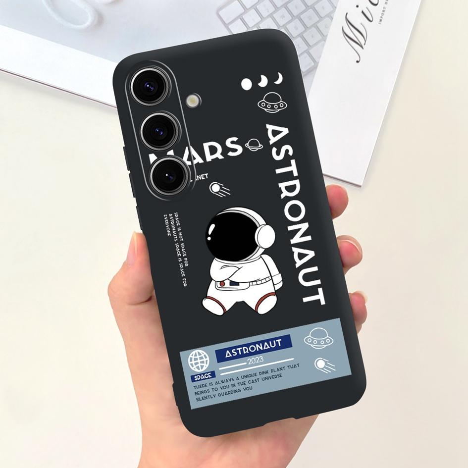 Чехол для Samsung Galaxy S24 Plus Милый Желтый Утенок Астронавт Матовый Силиконовый Мягкий Чехол для Samsung S 24 S24 Ultra S24+ 5G Funda