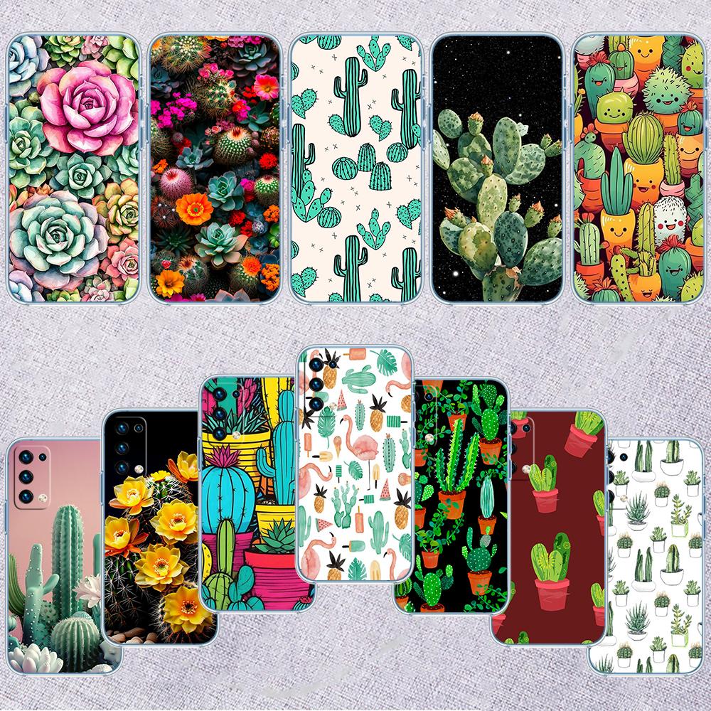 RA33 Watercolour Cacti Succulent Transparent Phone Case for Motorola Moto G7 G8 G9 G84 G85 G73 G24 G15 Z2 Play Power Plus