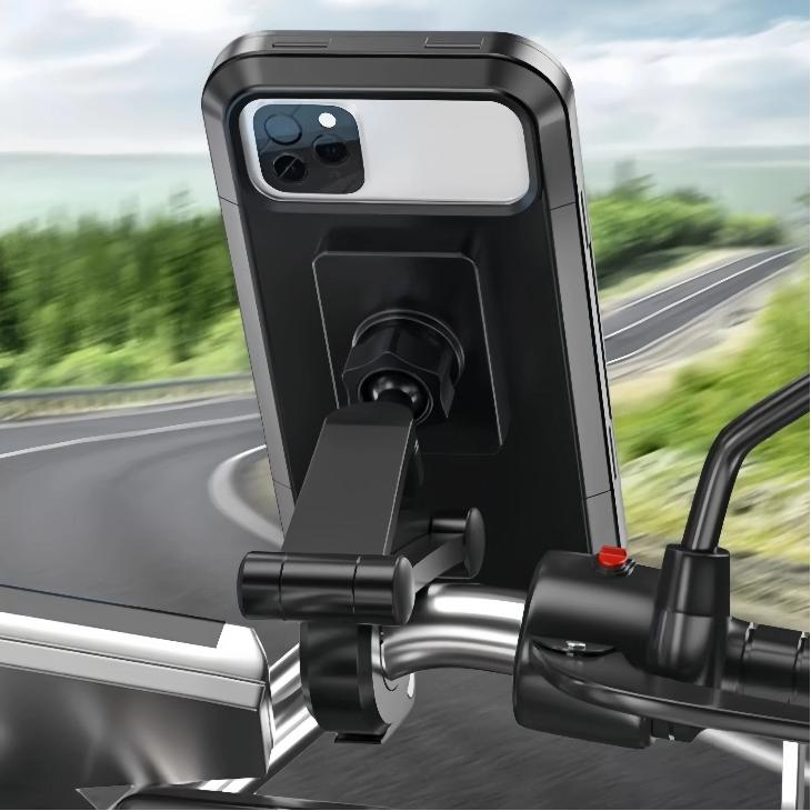 Car-Mounted Phone Holder, Suitable For Motorcycles And Bicycles, Waterproof, Shockproof, With Adjustable Height