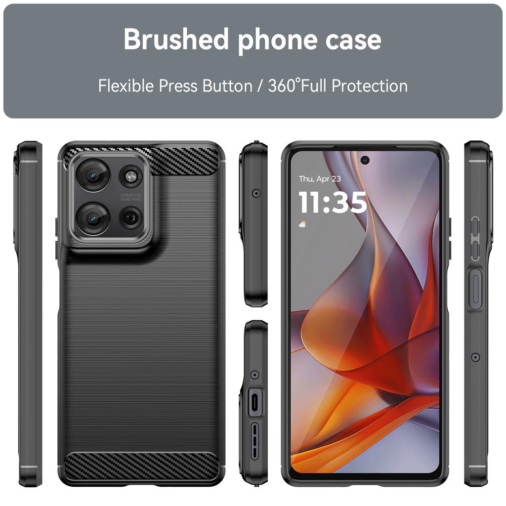 For Motorola Moto G75 5G Case Carbon Fiber Texture TPU Brushed Phone Cover
