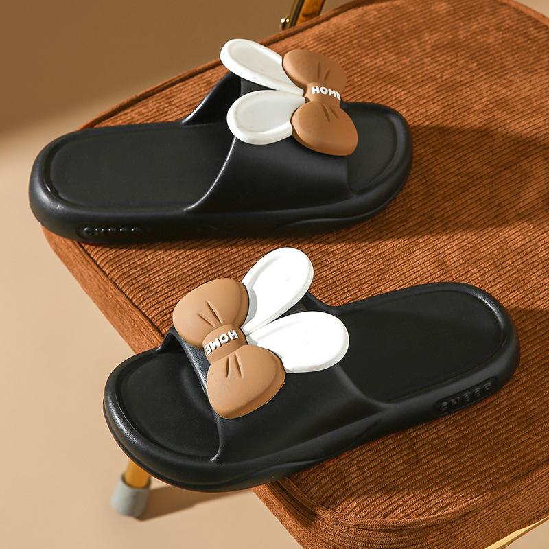 Женские летние тапочки для дома с бантом, однотонные, повседневные, мягкие, с плоской подошвой, нескользящие, тапочки для ванной комнаты 36-41