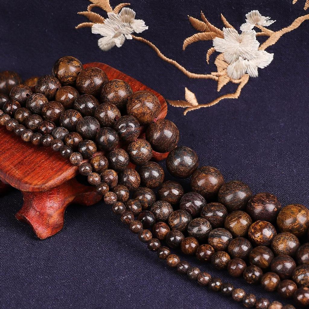 Круглые свободные бусины из натурального камня бронзит, 16 дюймов, нить 4, 6, 8, 10, 12 мм, размер на выбор для изготовления ювелирных изделий