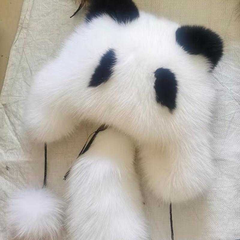 Outdoor Earflap Hat Snow Ski Cap Fleece Bomber Trapper Hat Women Ushanka Real Fox Fur Pompom Winter Russain Cossack