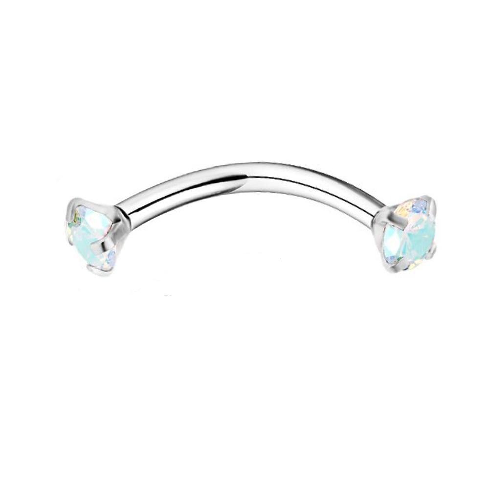 1PC Steel Crystal Gem Eyebrow Ring Tragus Helix Rook Earring Piercings Curved Banana Piercing Lip Helix Rings Jewelry 16G